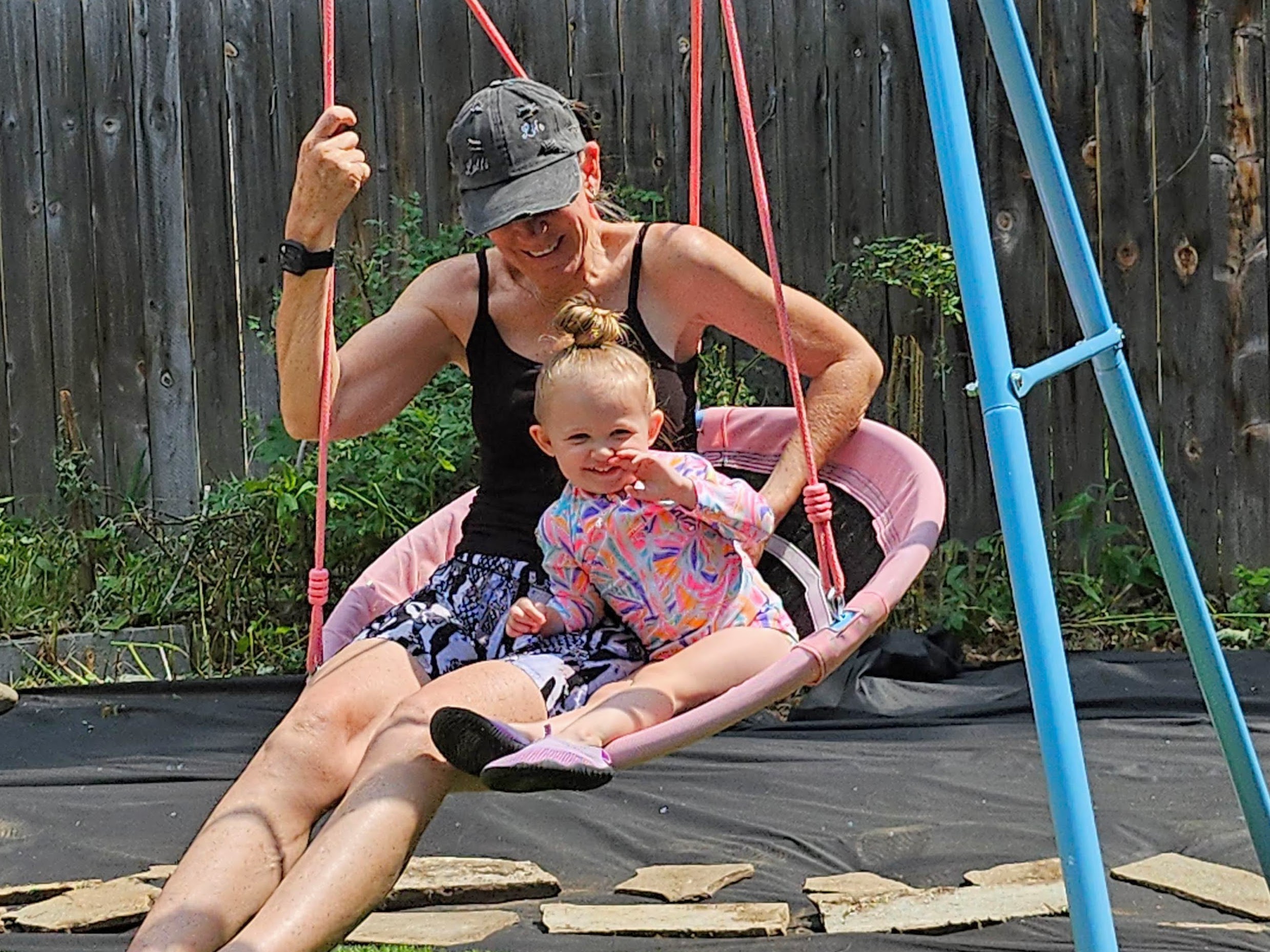Grandmother and toddler granddaughter sharing a quiet moment together