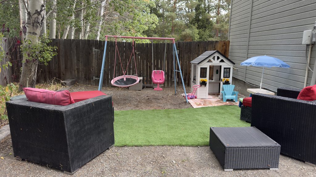 A backyard play area. Preparing a Toddler for a New Sibling.