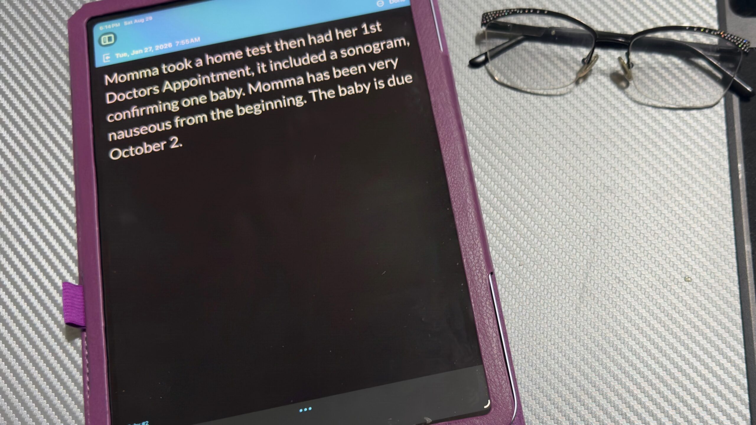 keeping a journal for your grandchild on an iPad